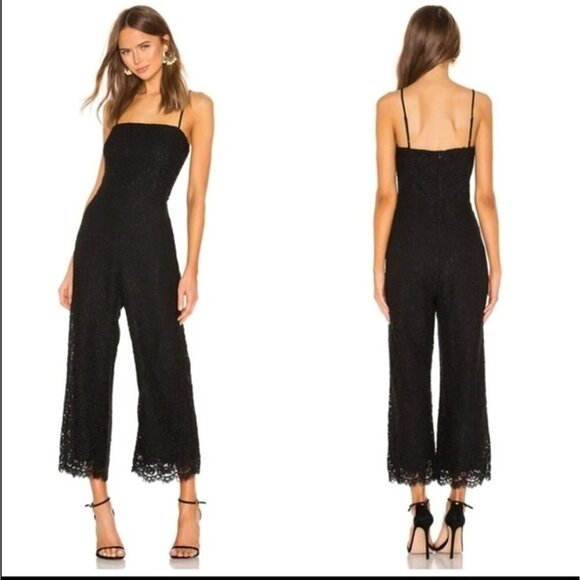 BARDOT Womens Black lace sleeveless cropped leg jumpsuit Sz 10